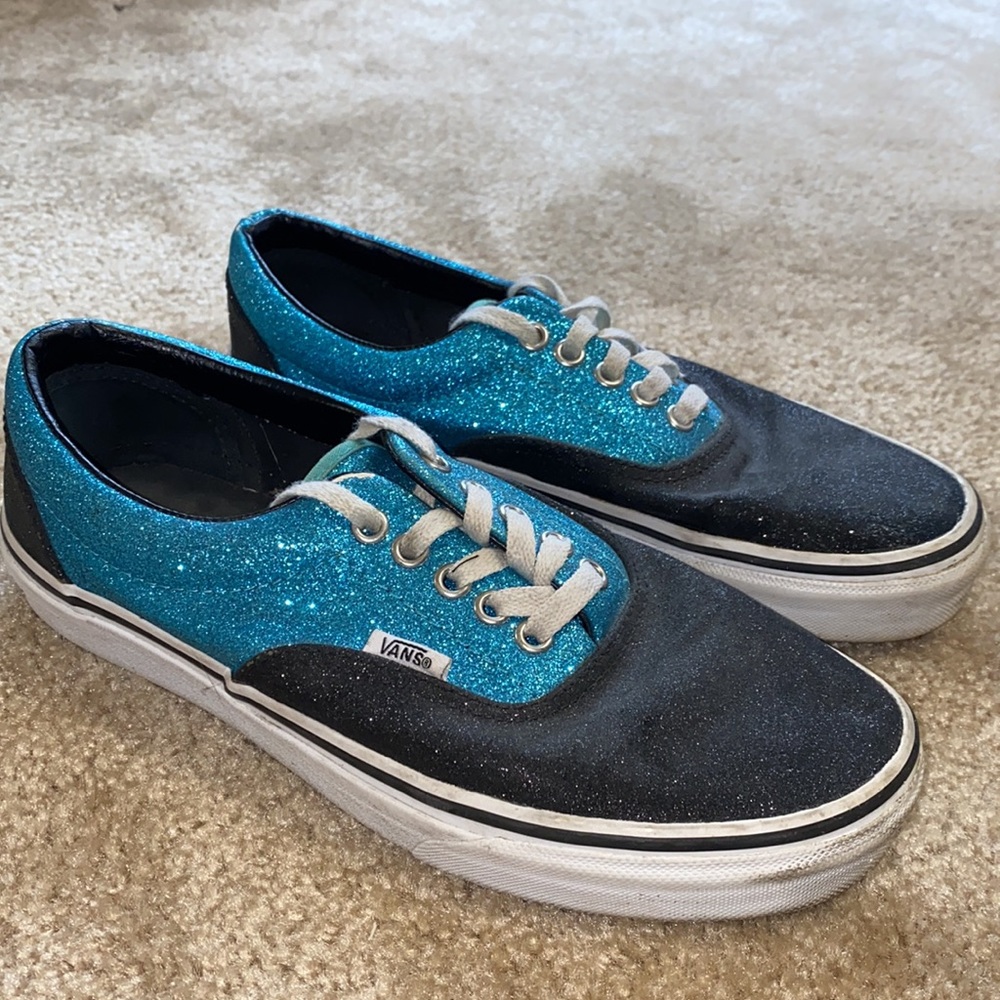 Vans w/ blue & black glitter